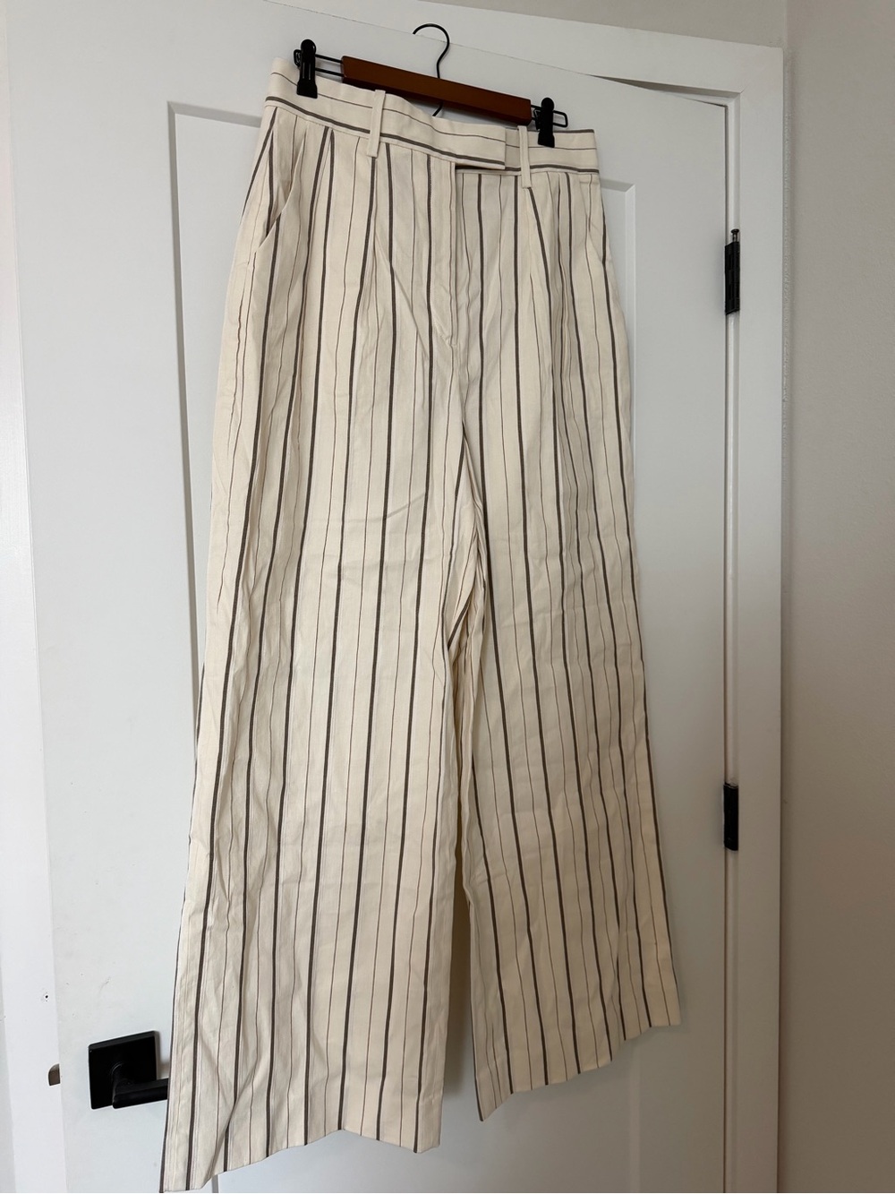 Banana Republic Cream Wide-Leg Pinstripe Chinos